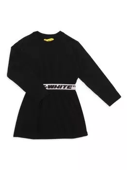 Платье-толстовка с логотипом для маленьких девочек и девочек Off-White, черный