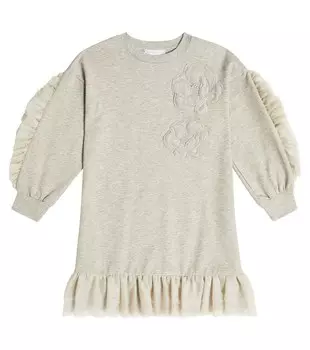 Платье-толстовка с оборками Monnalisa, серый