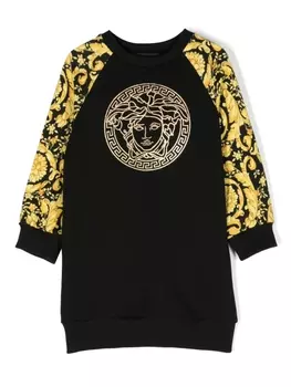 Платье-толстовка с принтом Barocco Medusa Versace Kids, черный