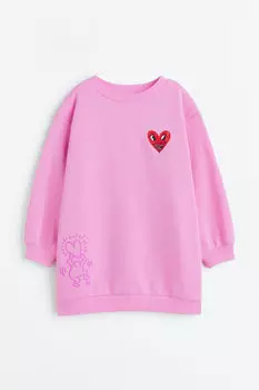 Платье-толстовка с принтом H&M, розовый