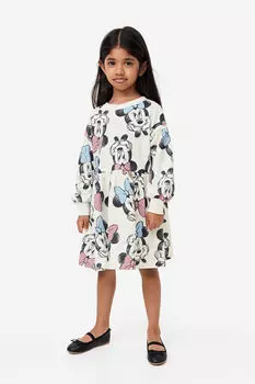 Платье-толстовка с принтом H&M, белый
