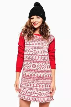 Платье-Толстовка с узором Familysta, красный