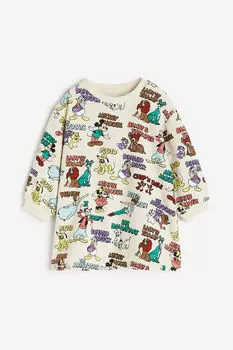 Платье-толстовка с узором H&M, бежевый