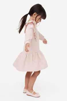Платье-толстовка с воланами H&M, розовый
