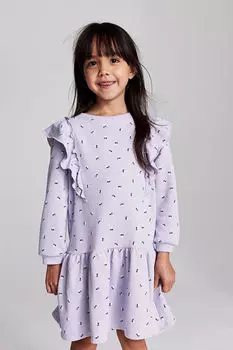 Платье-толстовка с воланами H&M, фиолетовый