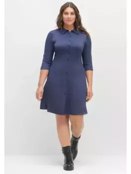 Платье-толстовка Sheego "Большие размеры", с рукавами 3/4, в стиле рубашки, цвет Indigo