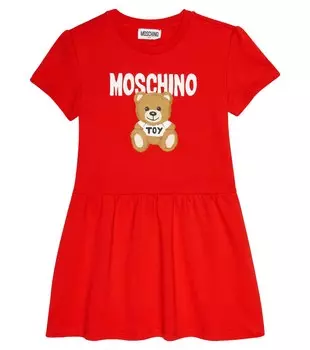 Платье-толстовка Teddy Bear из хлопкового джерси Moschino, красный