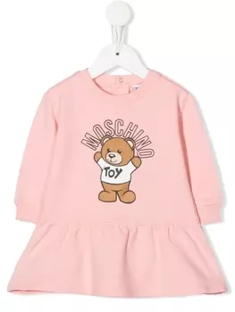 Платье-толстовка Teddy Bear с логотипом Moschino Kids, розовый