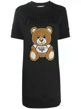 Платье-толстовка Teddy Bear с пайетками Moschino, черный
