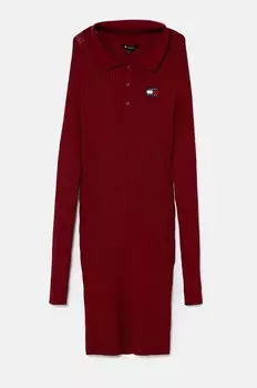 Платье Томми Джинс Tommy Jeans, гранатовый