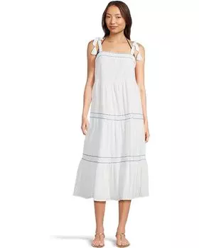 Платье Tommy Bahama Cotton Clip Sq Neck Tiered Midi, белый