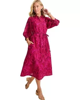 Платье Tommy Bahama Reversible Seaside Ikat Midi Shirtdress, цвет Pink Papaya