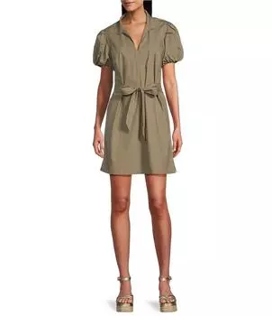 Платье Tommy Bahama с воротником и короткими рукавами-фонариками, бежевый