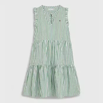 Платье Tommy Hilfiger Kids' Ruffle Stripe, белый/зеленый