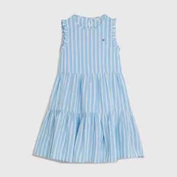 Платье Tommy Hilfiger Kids' Striped Ruffle, белый/голубой