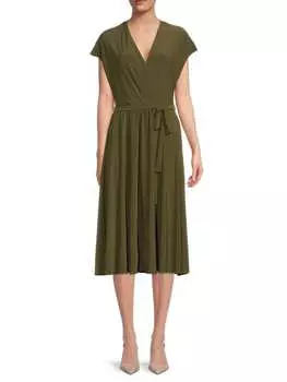 Платье Tommy Hilfiger с поясом и искусственным запахом, olive