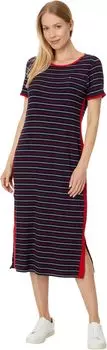 Платье Tommy Hilfiger Stripe Ribbed Midi Dress, цвет Sky Captain Multi