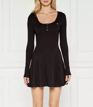 Платье Tommy Jeans HENLEY FLARE, черный