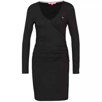 Платье Tommy Jeans Wrap Mini Dress, черный