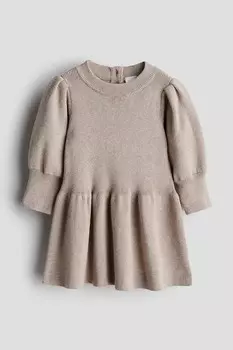 Платье тонкой вязки из хлопка H&M, бежевый