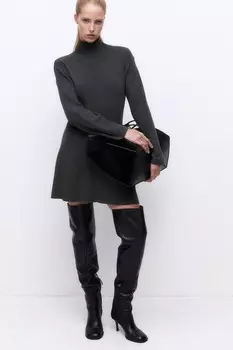 Платье тонкой вязки с водолазкой H&M, серый