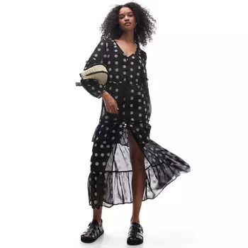 Платье Topshop Beach Maxi With Embroidered Design, черный