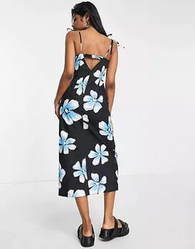 Платье Topshop из поплина с большим цветочным вырезом