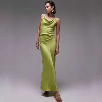 Платье Topshop Maxi With Built-in Square Neckline, зеленый