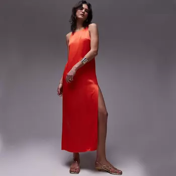 Платье Topshop Premium High Neck Maxi, красный