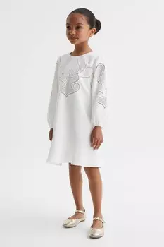 Платье Toya с цветочной вышивкой Reiss, белый