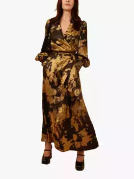Платье Traffic People Loretta Wrap Maxi, цвет black/gold