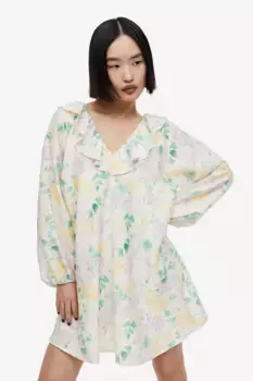 Платье трапециевидного кроя и кружевами H&M, бежевый