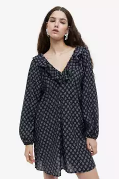 Платье трапециевидного кроя и кружевами H&M, черный