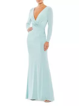 Платье трапециевидной формы из джерси с запахом Ieena Mac Duggal, синий