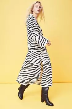 Платье трапециевидной формы из крепа H&M, сливки/ребрышки