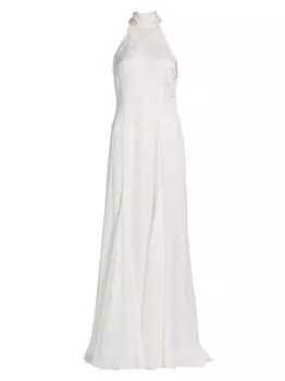 Платье трапециевидной формы из смесового шелка Maya Galvan, белый