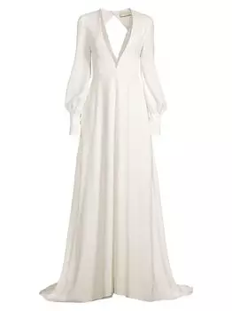 Платье трапециевидной формы с глубоким вырезом Britt Sachin & Babi, слоновая кость