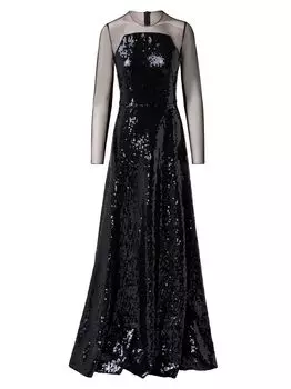 платье трапециевидной формы с пайетками Akris, нави