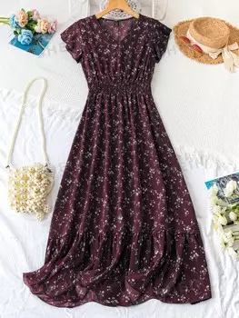 Платье трапециевидной формы Shein Unity с короткими рукавами и цветочным принтом, красный