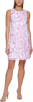 Платье-трапеция без рукавов DKNY, цвет Cream Multi