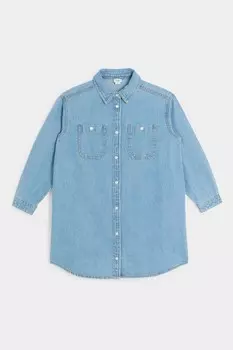 Платье трапеция для девочек из 100% хлопкового денима River Island, синий