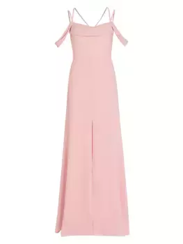 Платье-трапеция из крепа с открытыми плечами Vasyl Vera Wang Bride, цвет pale pink