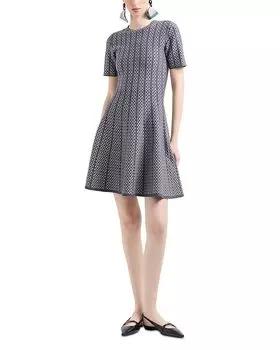Платье трапеция из жаккардового джерси с геометрическим узором Emporio Armani, мультиколор