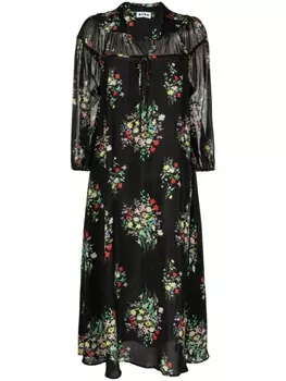 Платье-трапеция Khaleesha с цветочным принтом Rixo, черный