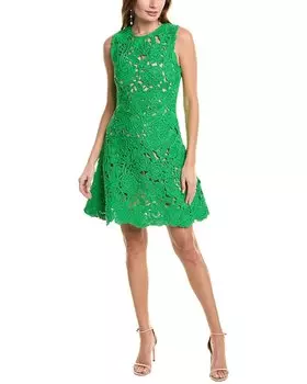 Платье-трапеция Oscar de la Renta Birdsnest Poppies, зеленый