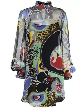 Платье-трапеция с цветочным принтом Moschino, черный