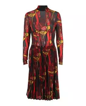 Платье-трапеция с длинными рукавами Burberry, цвет black multi