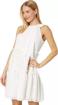 Платье-трапеция с люверсами и бантом на шее Vince Camuto, слоновая кость