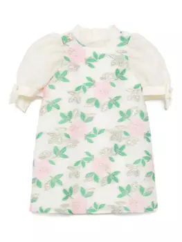 Платье-трапеция с объемными рукавами Hucklebones London, зеленый