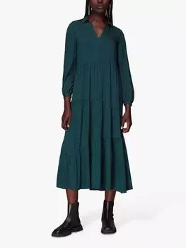 Платье-трапеция с вертикальным принтом Whistles, зеленое